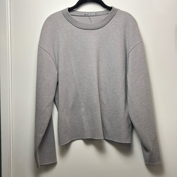 Zara Women's Cotton Blend Crewneck Sweater - Grey - Size Small - Picture 1 of 8